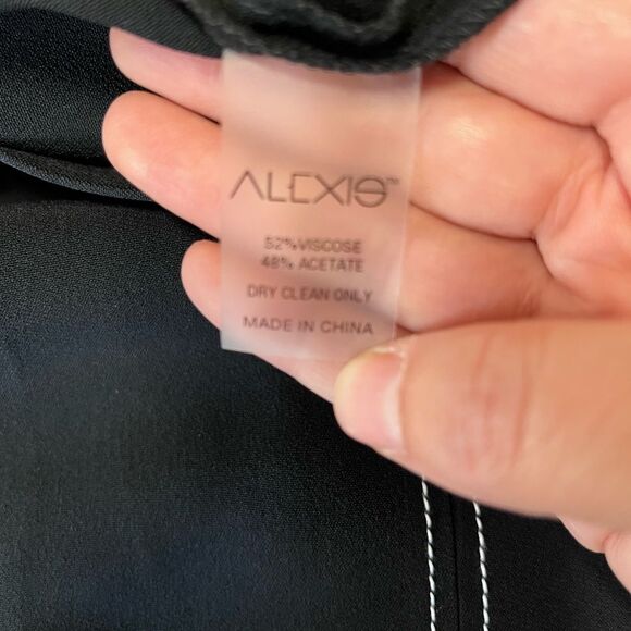 NWT Alexis | Black Oliviera Front Slit White Stitching High Waisted Pants M - Picture 12 of 12